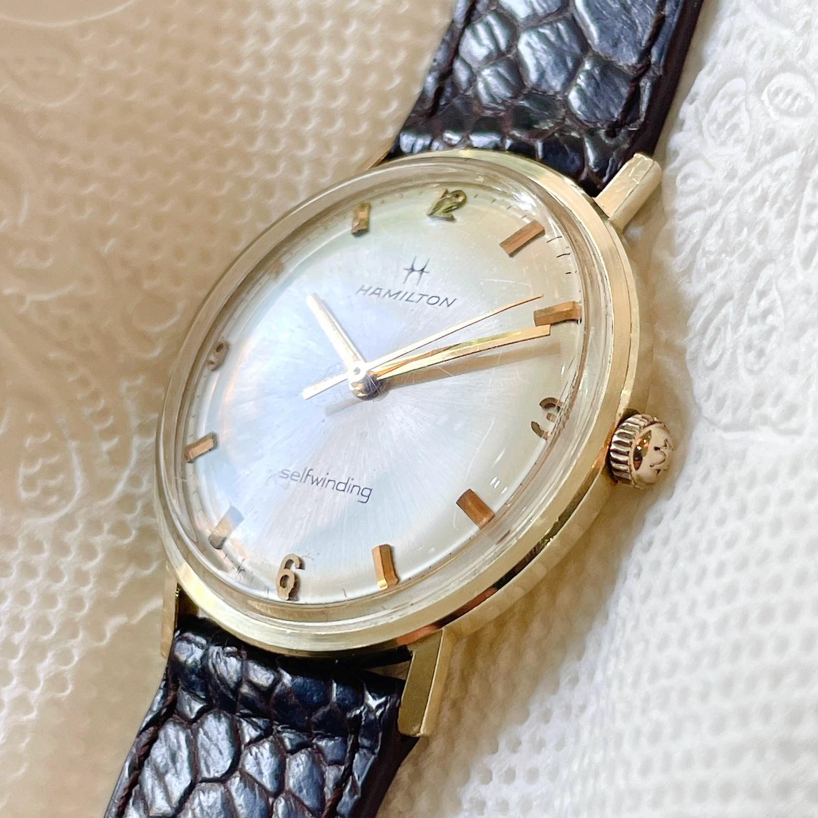 Đồng hồ cổ Hamilton lên dây vàng đúc 14k chính hãng thụy Sĩ 