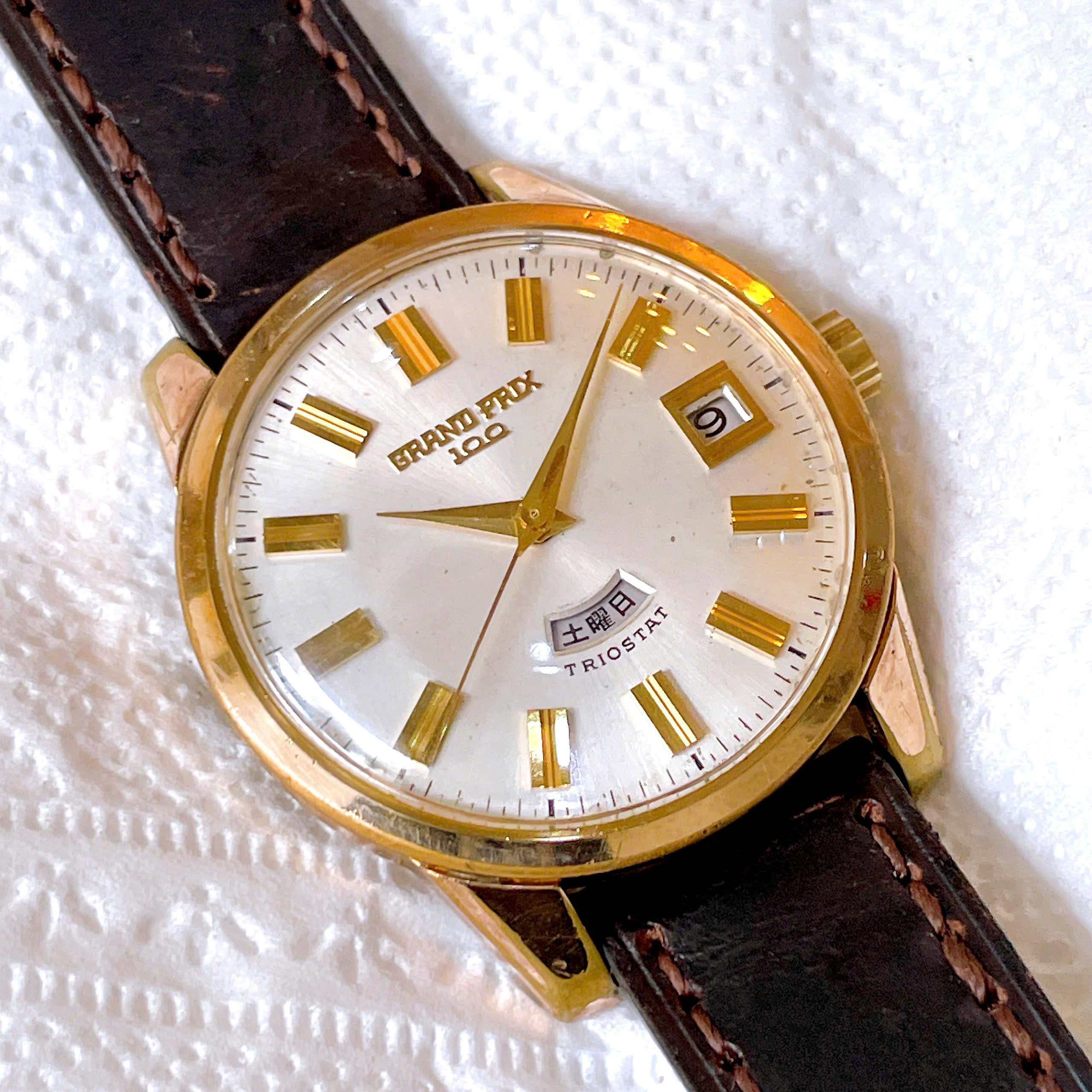 Đồng hồ cổ Orient Grand Prix Automatic bọc vàng chính hãng Thụy Sĩ 