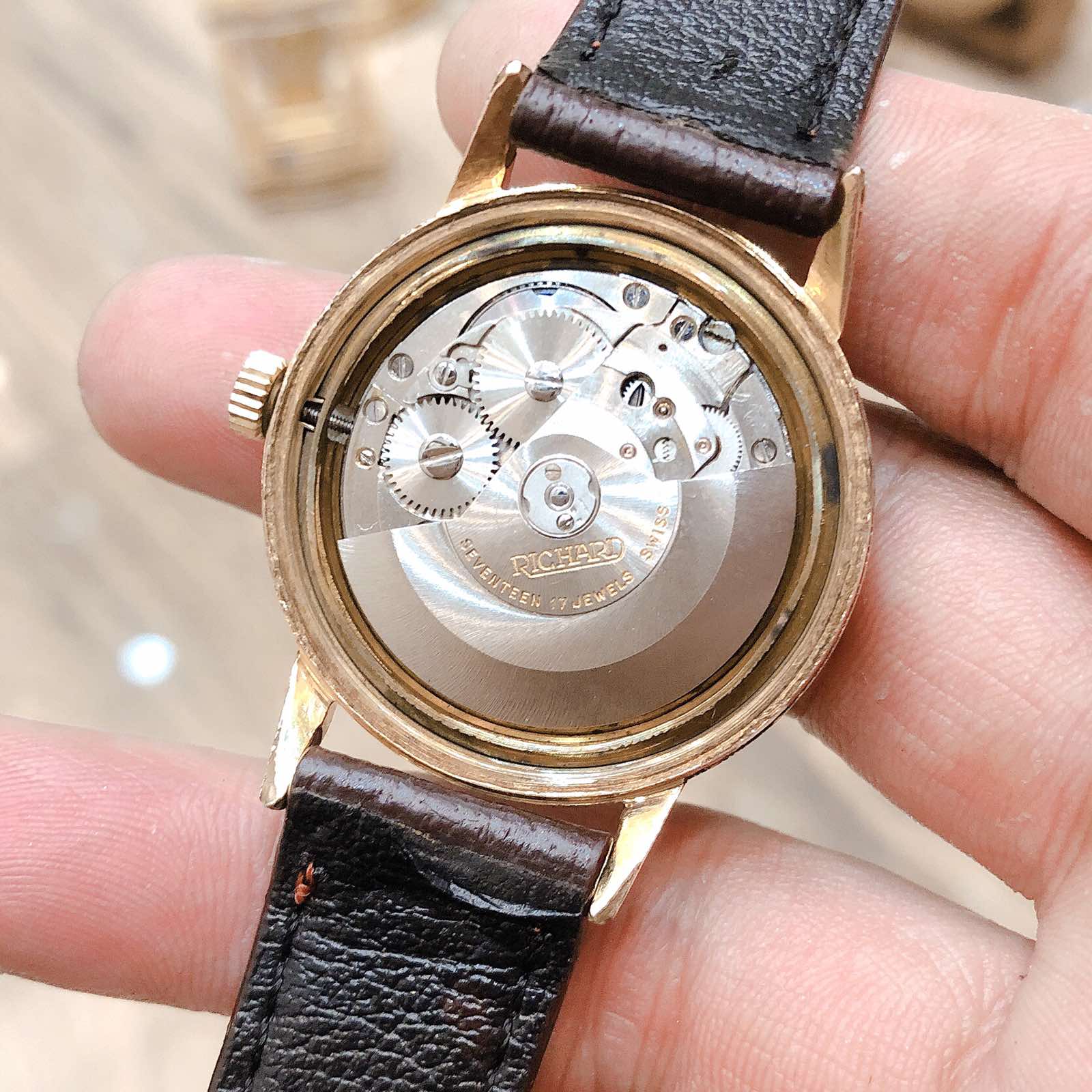 Đồng hồ cổ RICHARD automatic lacke vàng hồng 18k chính hãng Thuỵ Sĩ