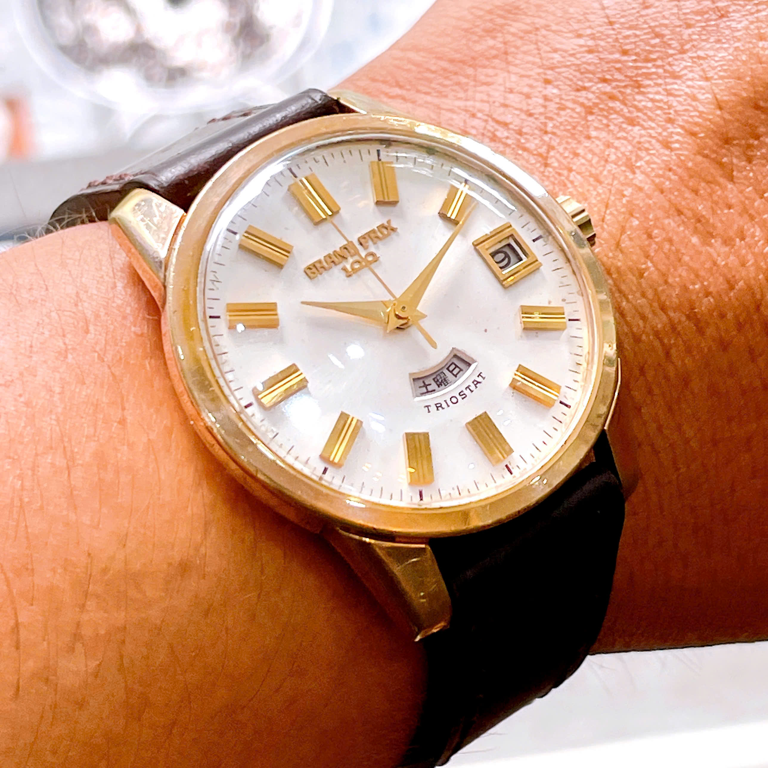 Đồng hồ cổ Orient Grand Prix Automatic bọc vàng chính hãng Thụy Sĩ 