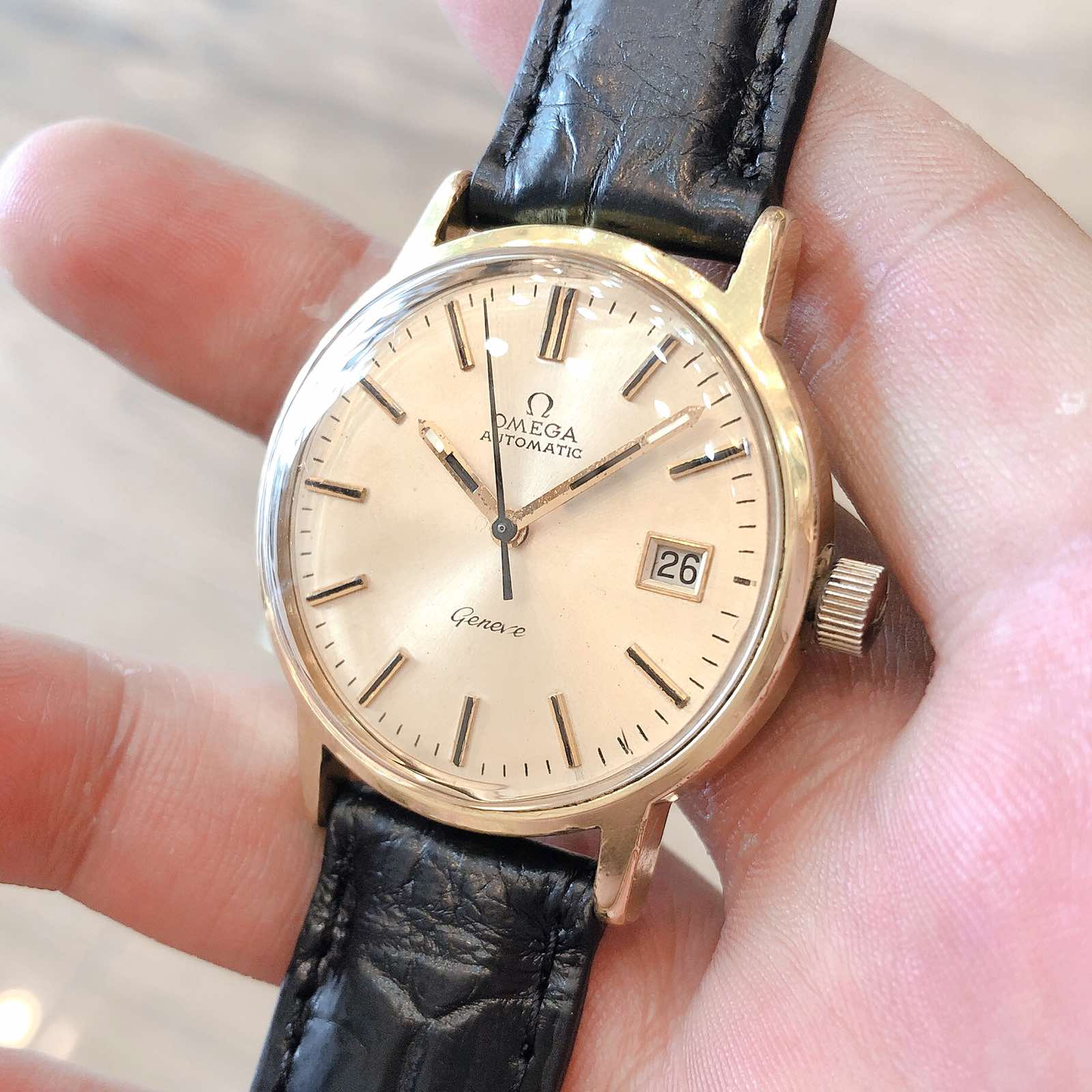 Đồng hồ cổ Omega Geneve Automatic lacke vàng 18k 20 micro chính hãng Thuỵ Sĩ 