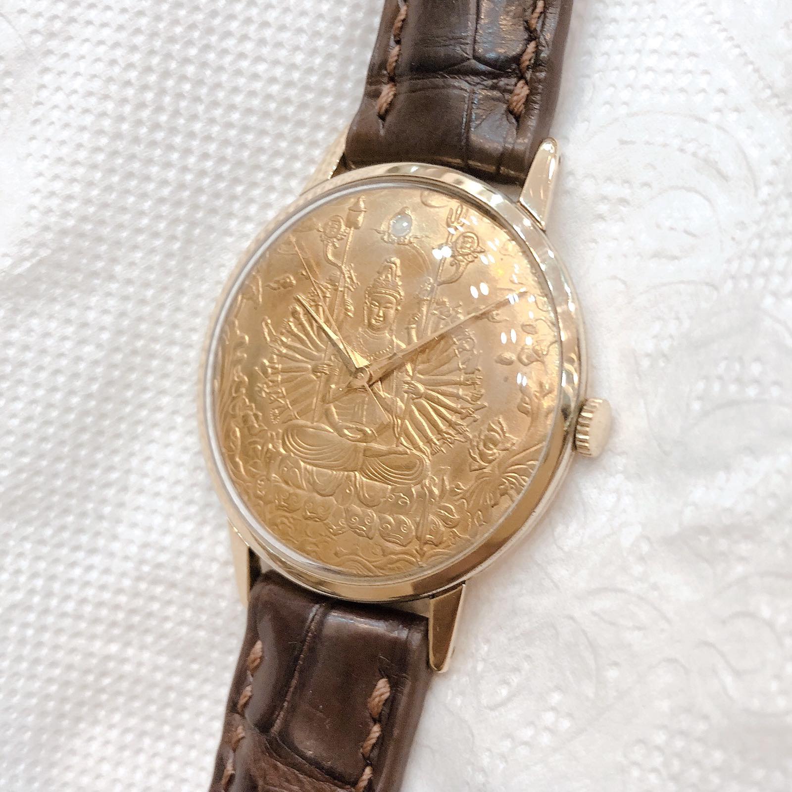 Đồng hồ cổ CITIZEN Mặt Phật bọc vàng 14k goldfilled lên dây chính hãng nhật bản