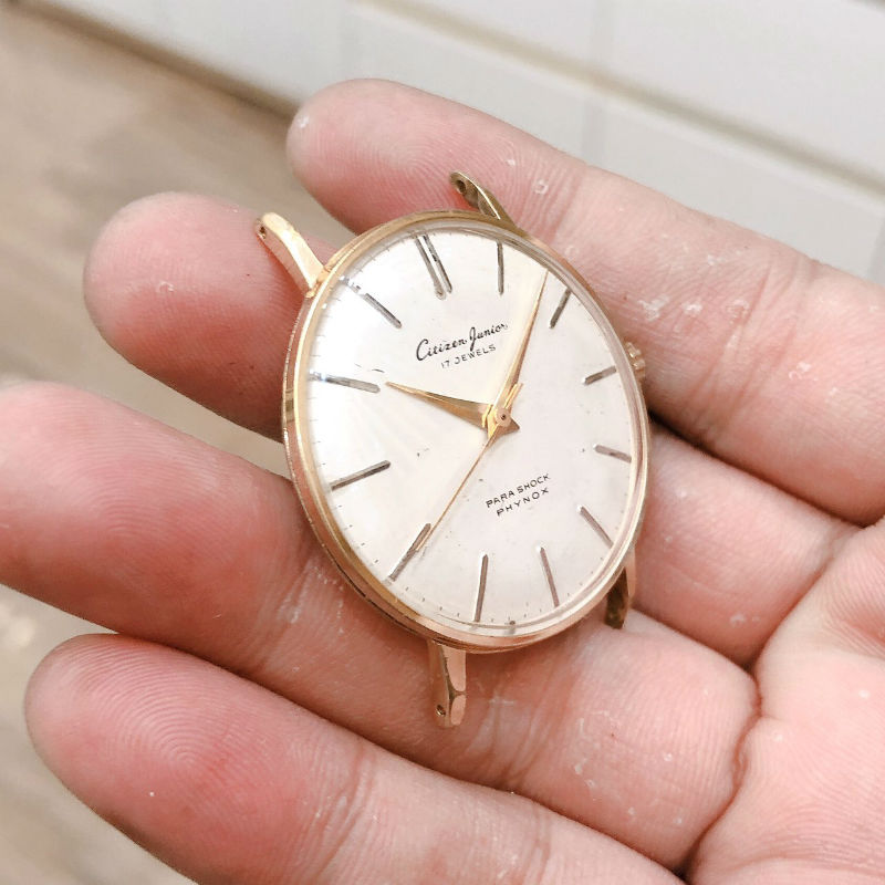Đồng hồ cổ Citizen lên dây lacke vàng 14k 20micro chính hãng Nhật Bản 