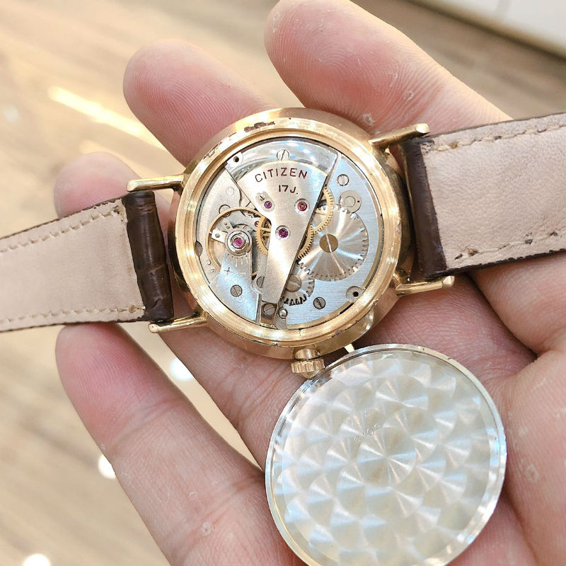 Đồng hồ cổ Citizen lên dây lacke vàng 14k 20micro chính hãng Nhật Bản 