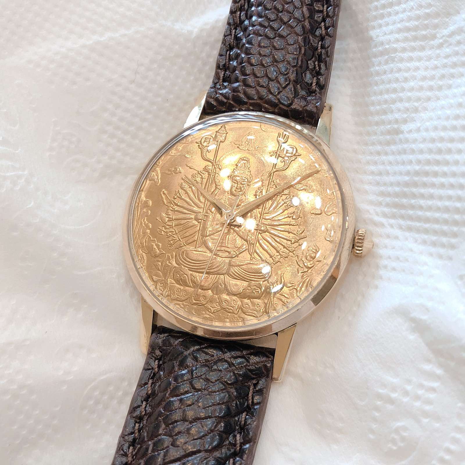 Đồng hồ cổ CITIZEN Mặt Phật lên dây bọc vàng 14k chính hãng nhật 
