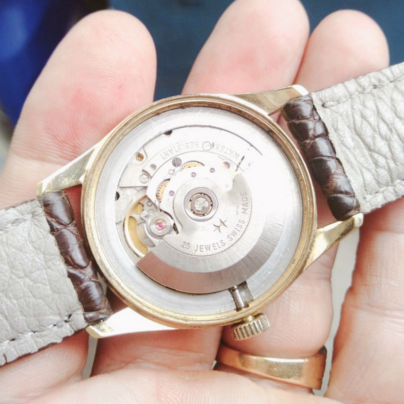 Đồng hồ cổ Hamilton auto lịch lộc bọc vàng 14k chính hãng Thuỵ Sĩ