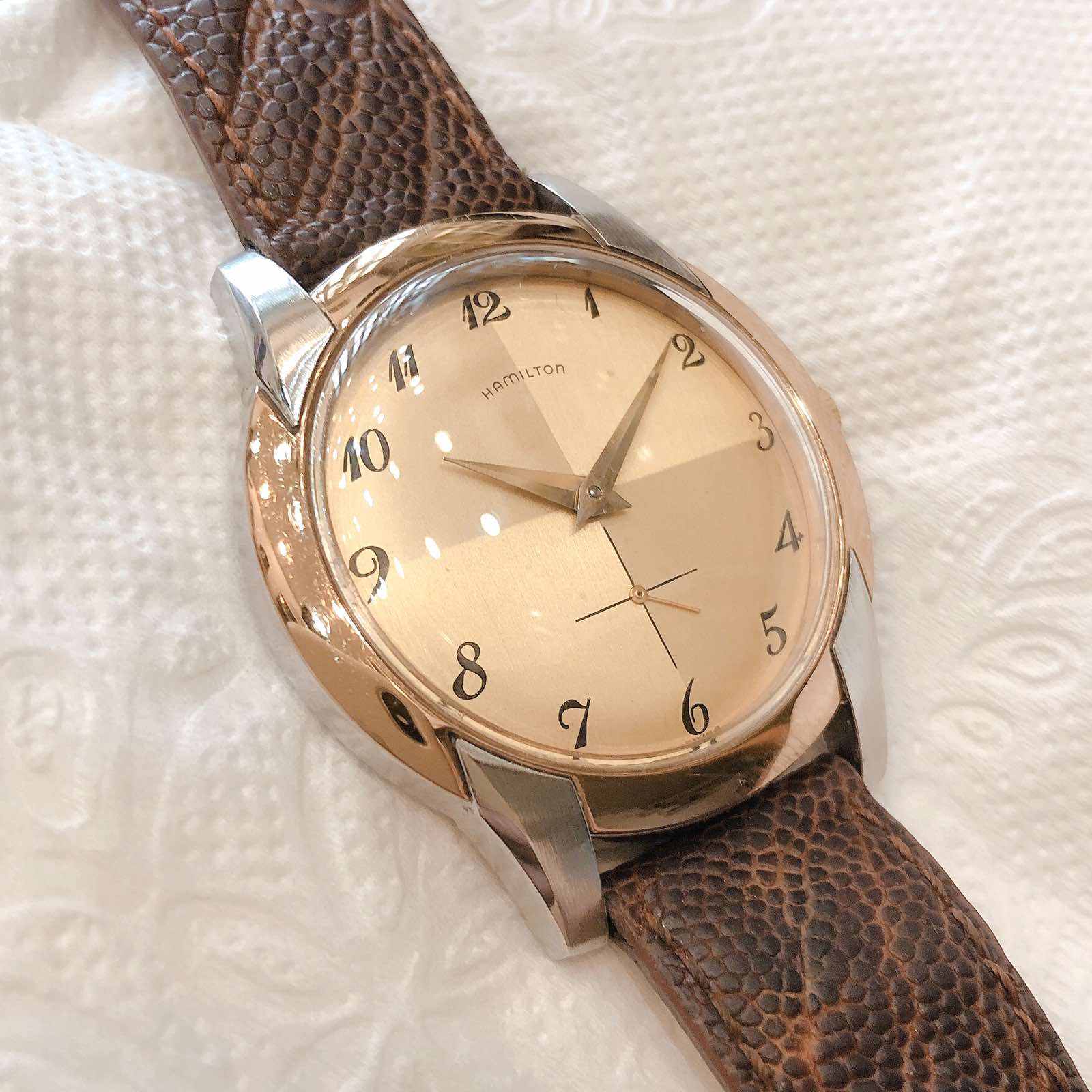 Đồng hồ cổ Hamilton lên dây DMi lacke vàng hồng 18k chính hãng Thuỵ Sĩ 