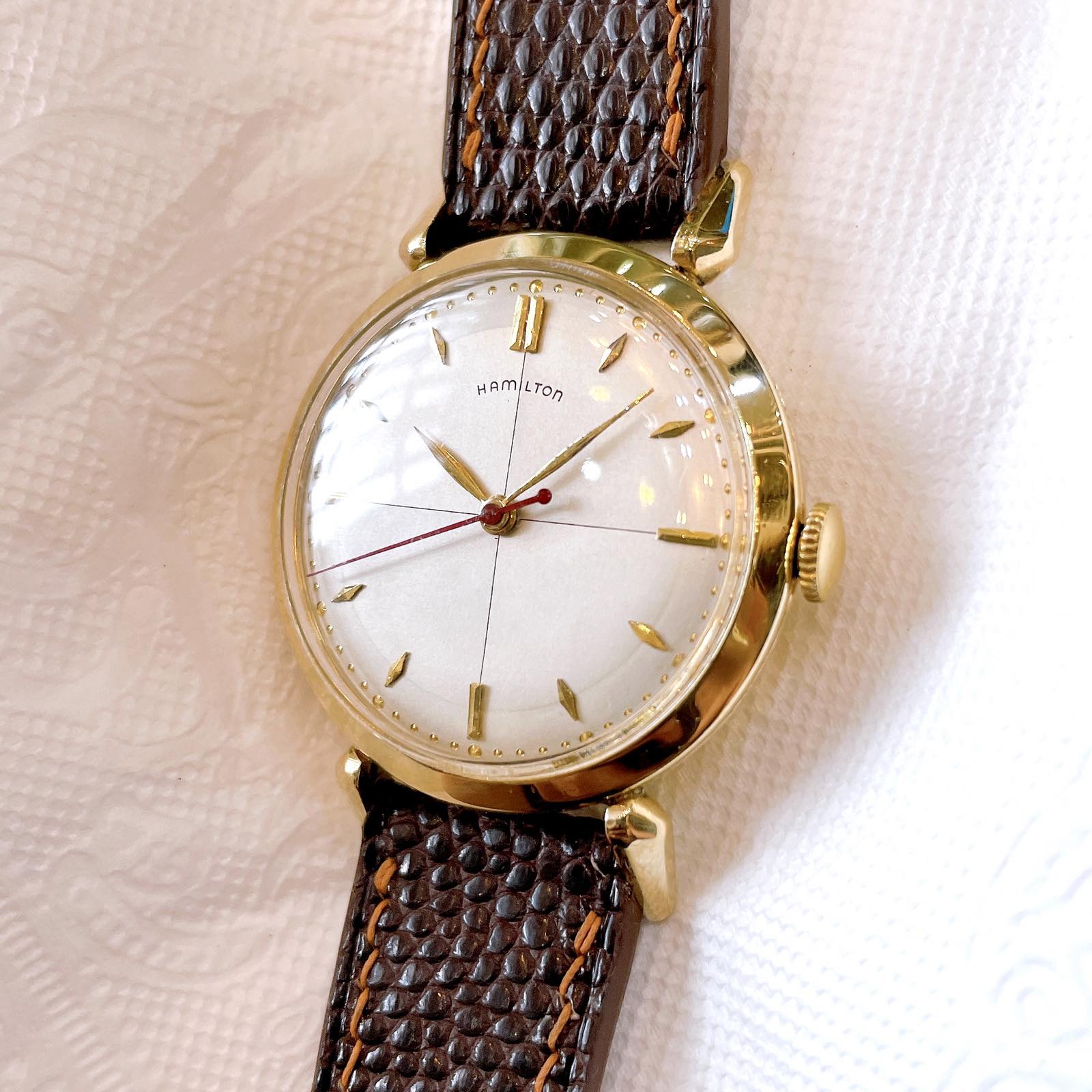 Đồng hồ cổ Hamilton tung hoành lên dây bọc vàng 10k goldfilled chính hãng Thuỵ Sĩ