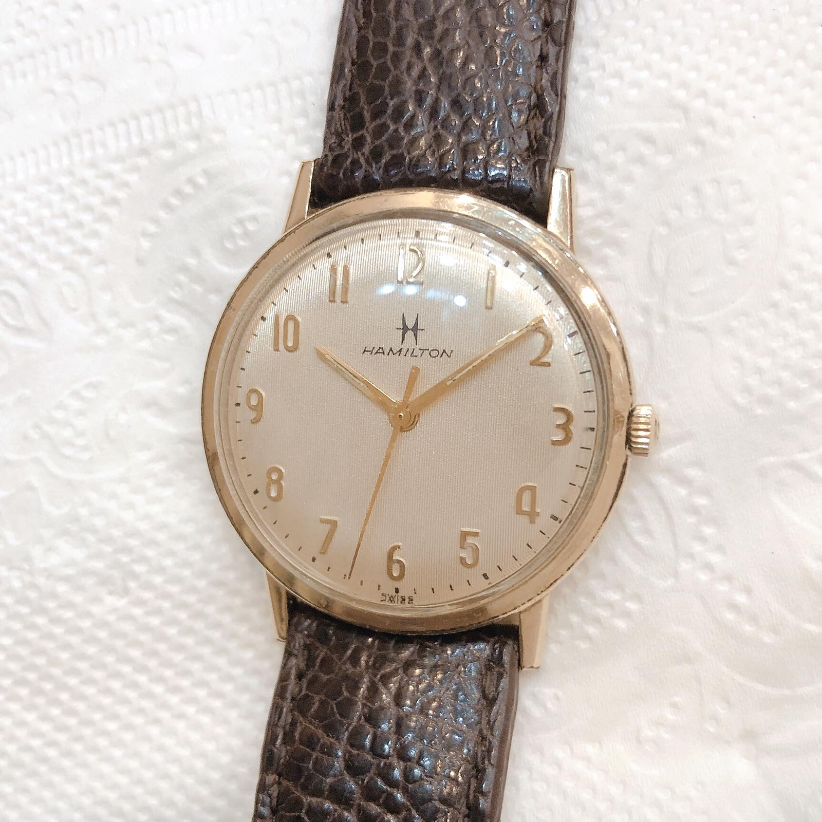 Đồng hồ cổ Hamilton lên dây thuỵ sỹ bọc vàng 10k RGP chính hãng Thụy Sỹ