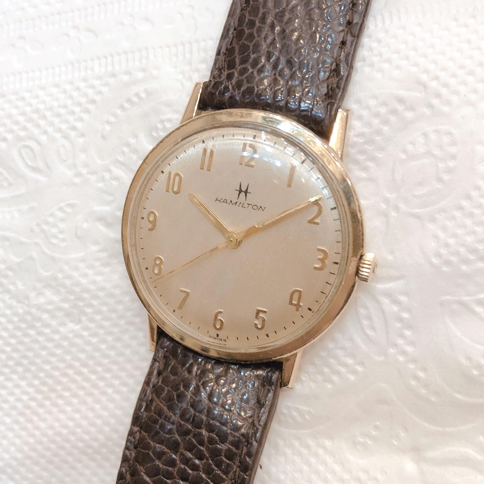Đồng hồ cổ Hamilton lên dây thuỵ sỹ bọc vàng 10k RGP chính hãng Thụy Sỹ