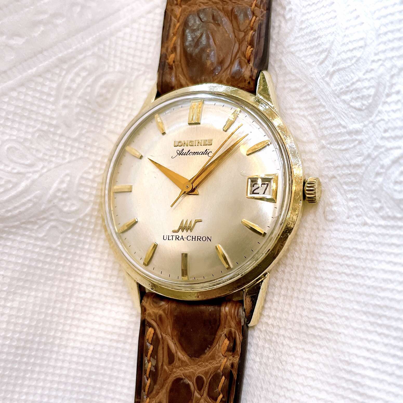 Đồng hồ cổ Longines ULTRA CHRONO automatic bọc vàng 10k chính hãng Thụy Sĩ