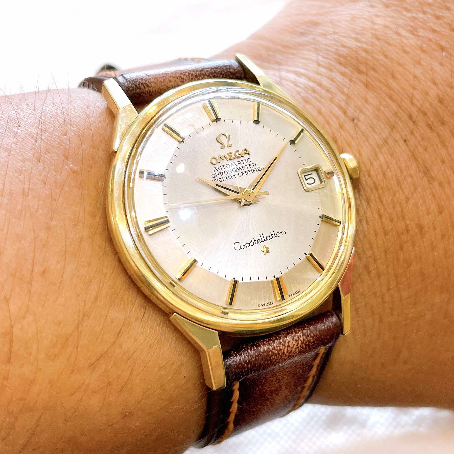 Đồng hồ cổ Omega Automatic Bát Quái vàng đúc 14k đặc nguyên khối chính hãng Thụy Sĩ 