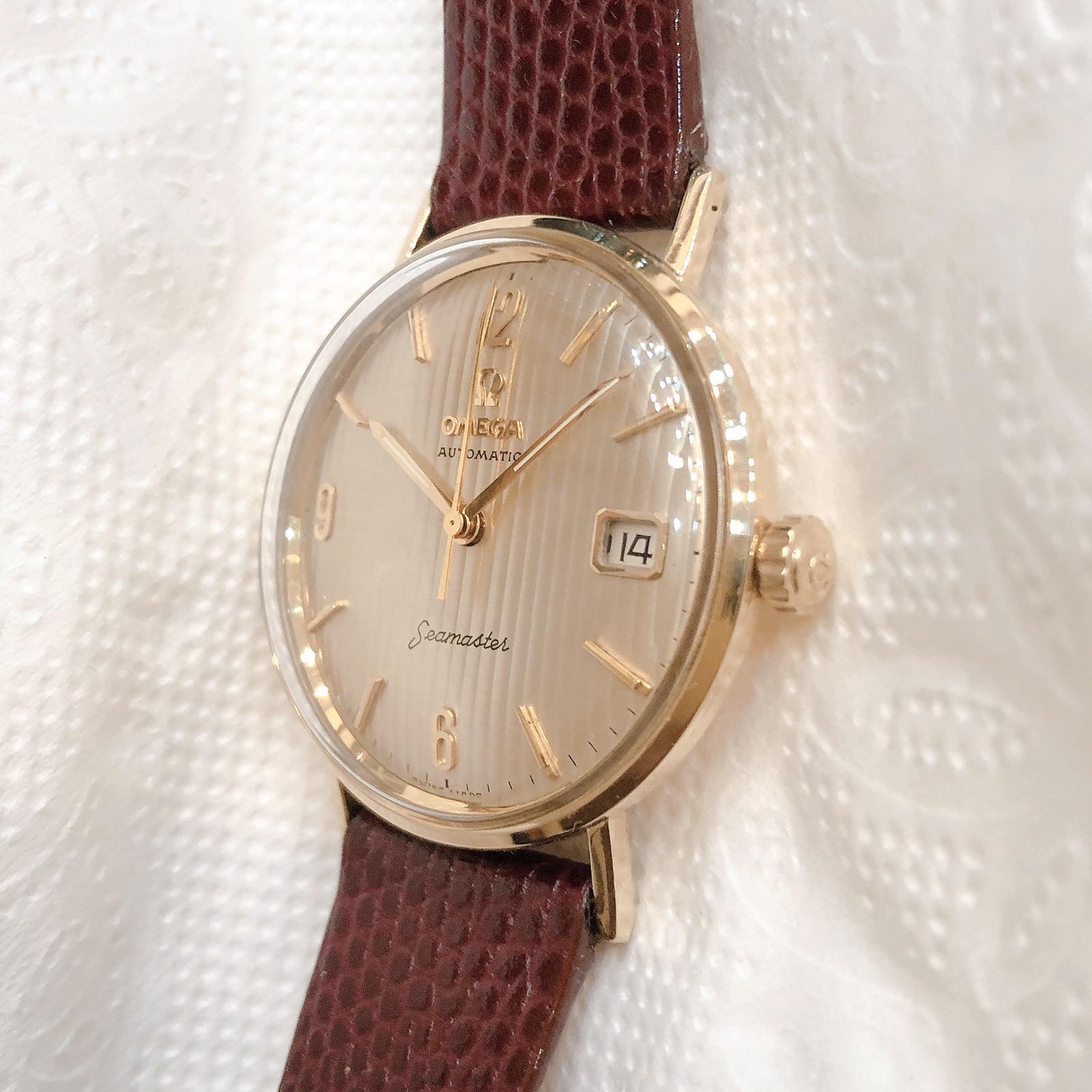 Đồng hồ cổ Omega seamaster automatic vàng đúc 14k nguyên khối chính hãng Thụy Sĩ 