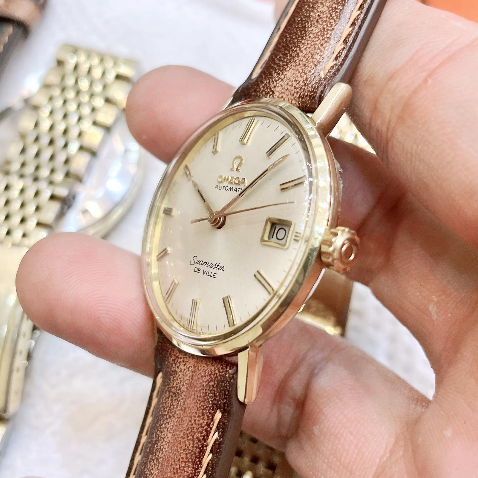 Đồng hồ cổ Omega seamaster De Ville Automatic vàng đúc đặc 14k chính hãng Thụy Sĩ