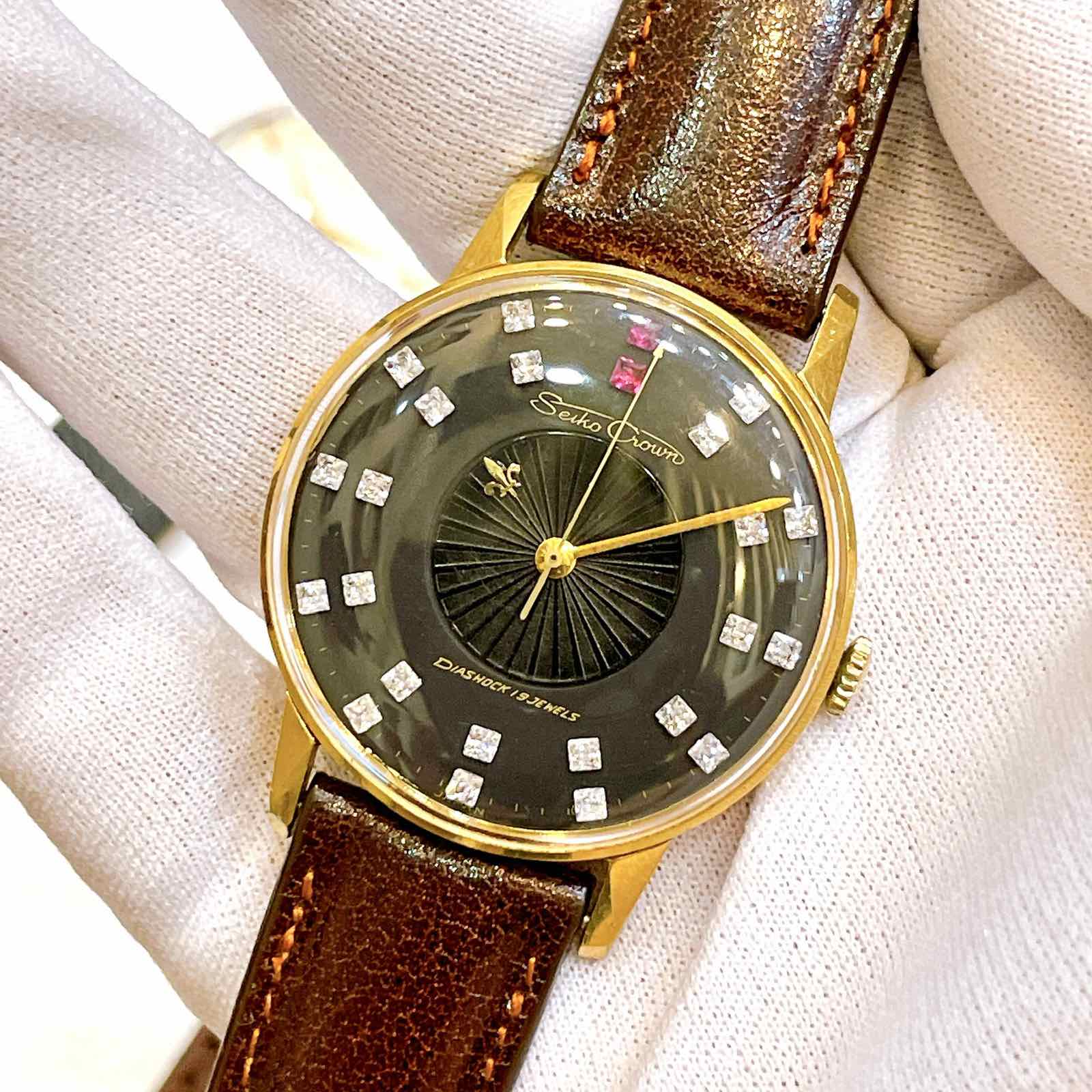 Đồng hồ cổ Seiko Crown kim đĩa lên dây chính hãng nhật bản