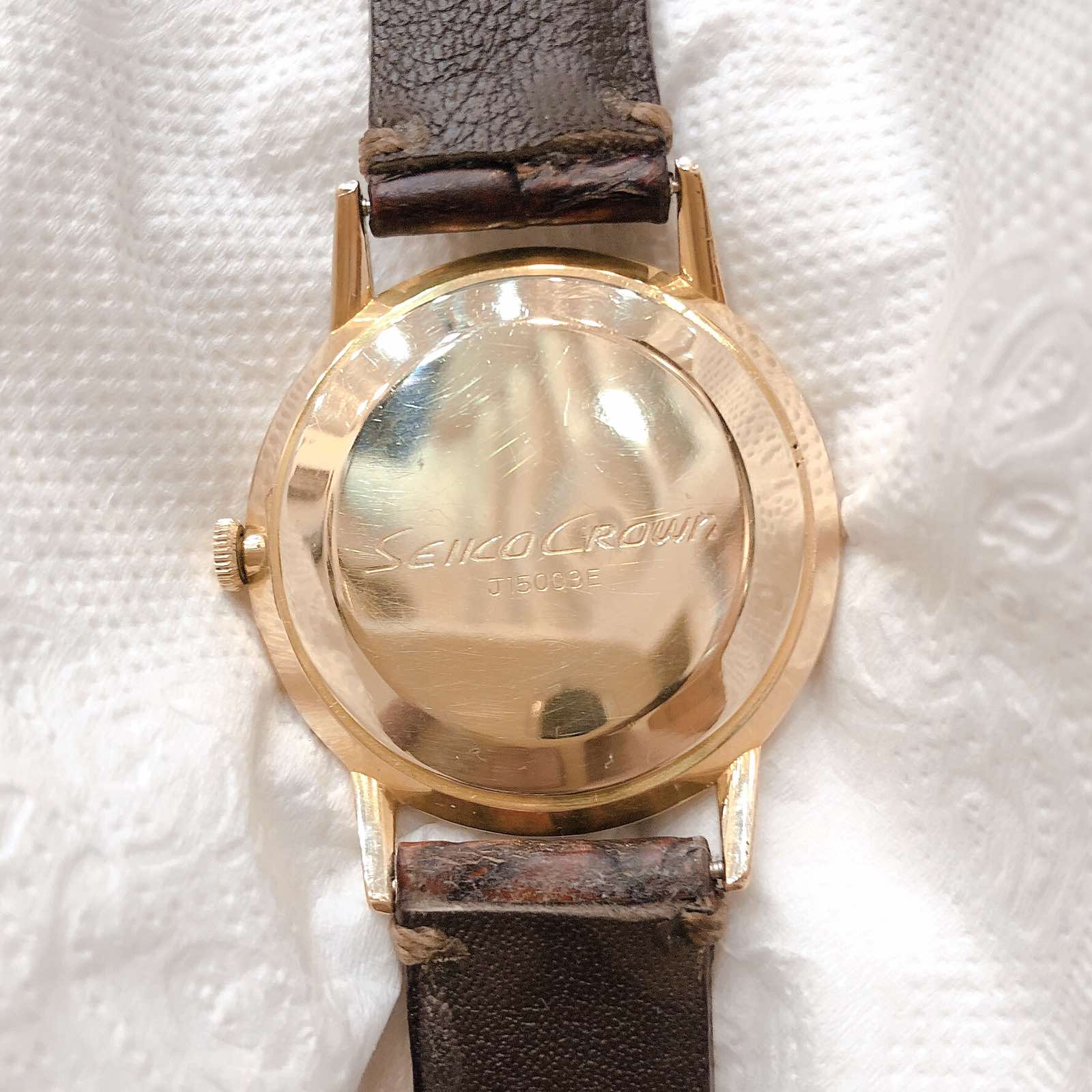Đồng hồ cổ Seiko Crown kim đĩa lên dây bọc vàng 14k goldfilled nhật bản