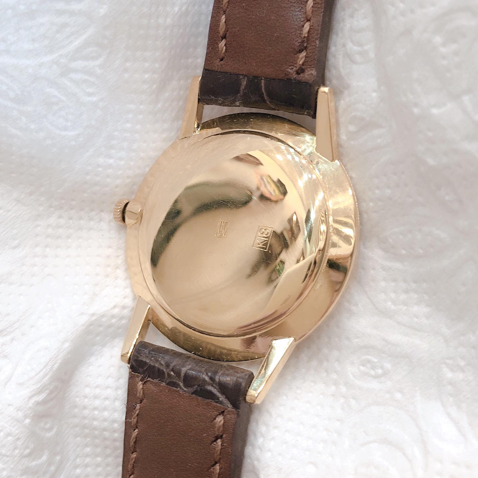 Đồng hồ cổ Seiko kim đĩa đính hột xoàn vỏ vàng đúc 18k đặc nguyên khối lên dây nhật bản 