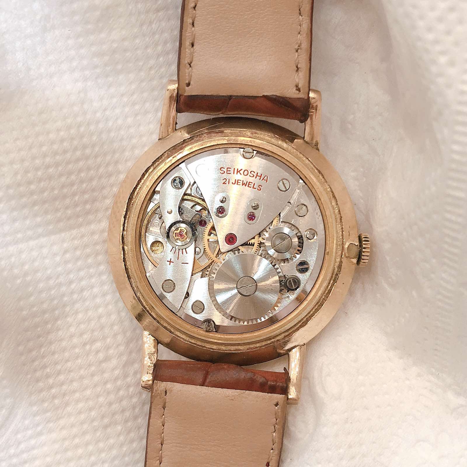 Đồng hồ cổ Seiko Mặt Phật lên dây bọc vàng 14k goldfilled chính hãng nhật