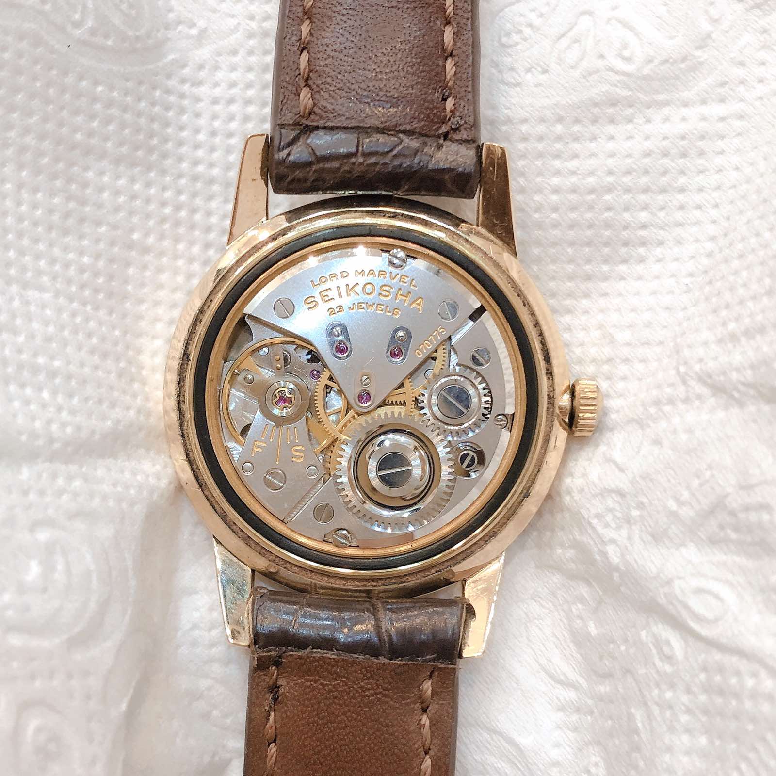 Đồng hồ cổ Seiko Lord Marvel kim đĩa lên dây 14k goldfilled chính hãng nhật bản