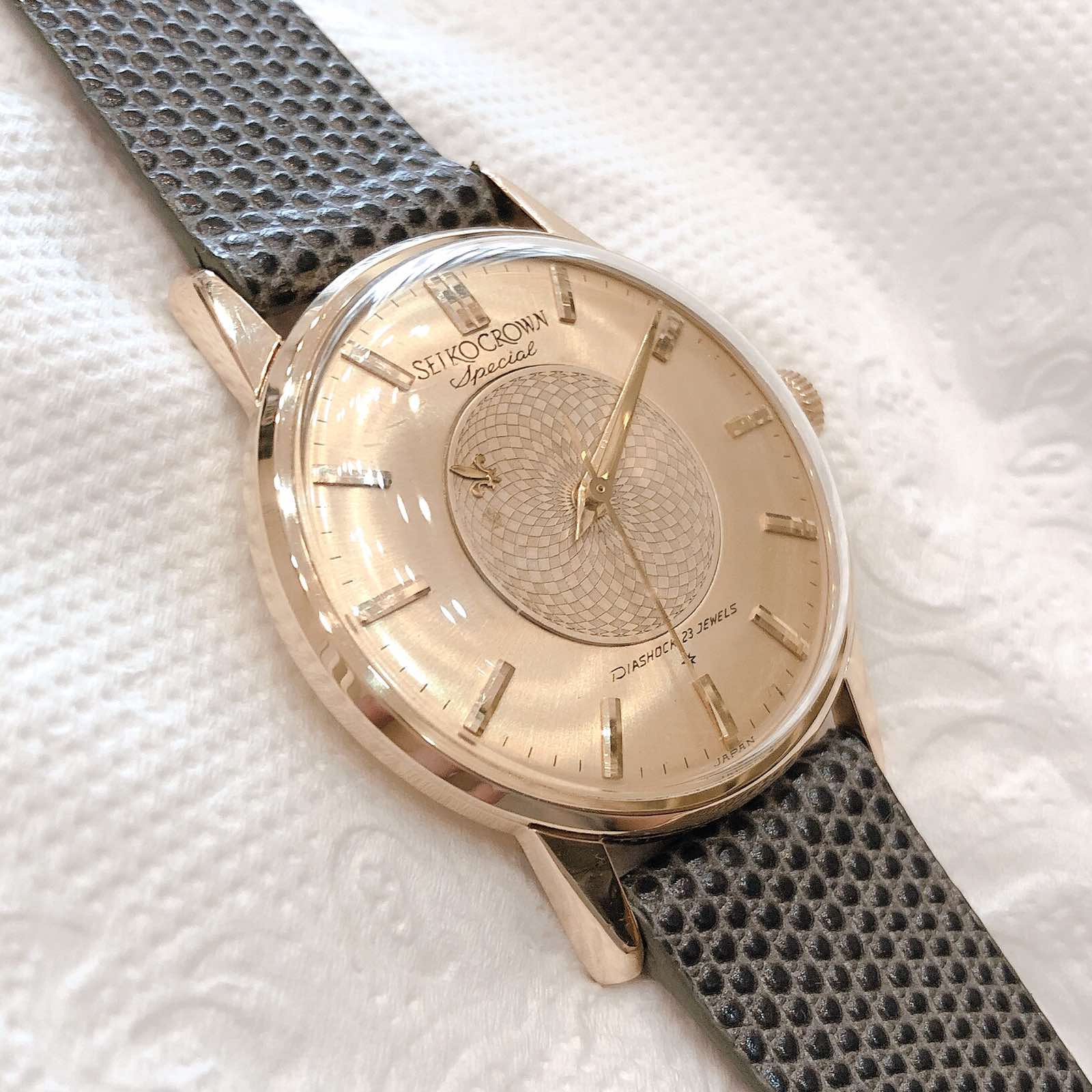 Đồng hồ cổ Seiko Crown phiên bản special kim đĩa lên dây 14k goldfilled chính hãng nhật bản