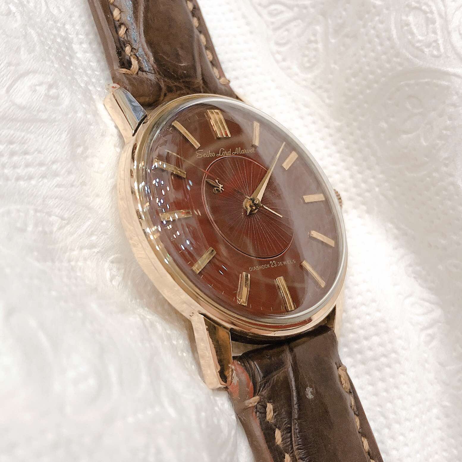 Đồng hồ cổ Seiko Lord Marvel lên dây mặt huyết 14k goldfilled chính hãng nhật bản