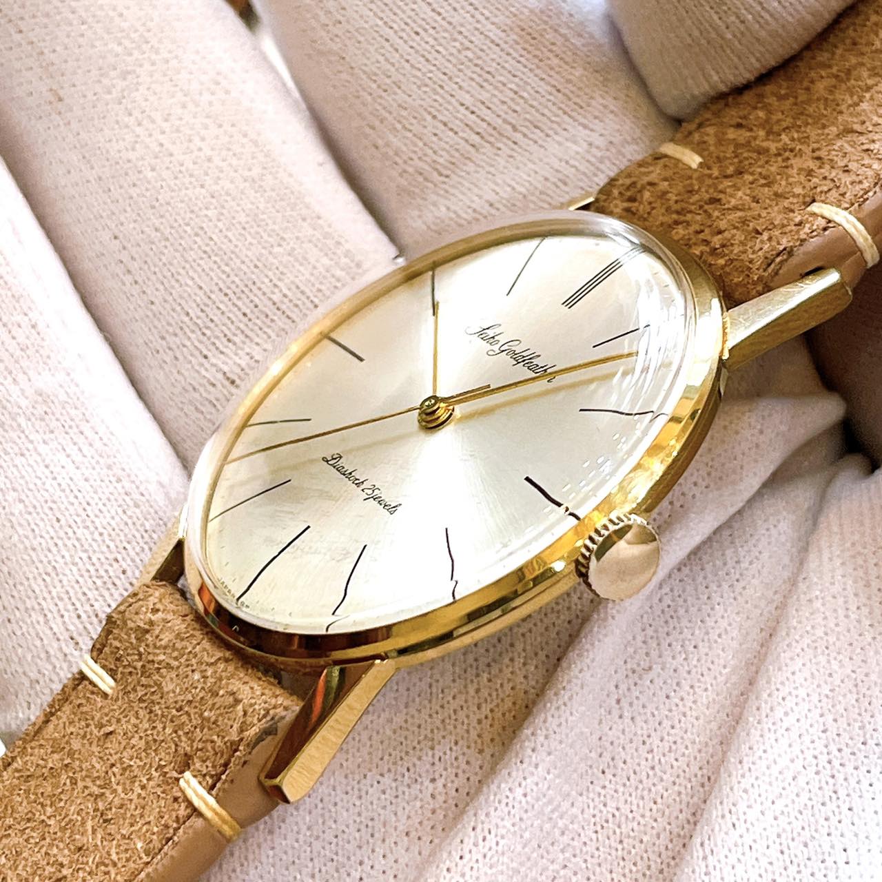 Đồng hồ cổ Seiko Goldfeather lên dây siêu mỏng bọc vàng 14k goldfilled chính hãng Nhật bản