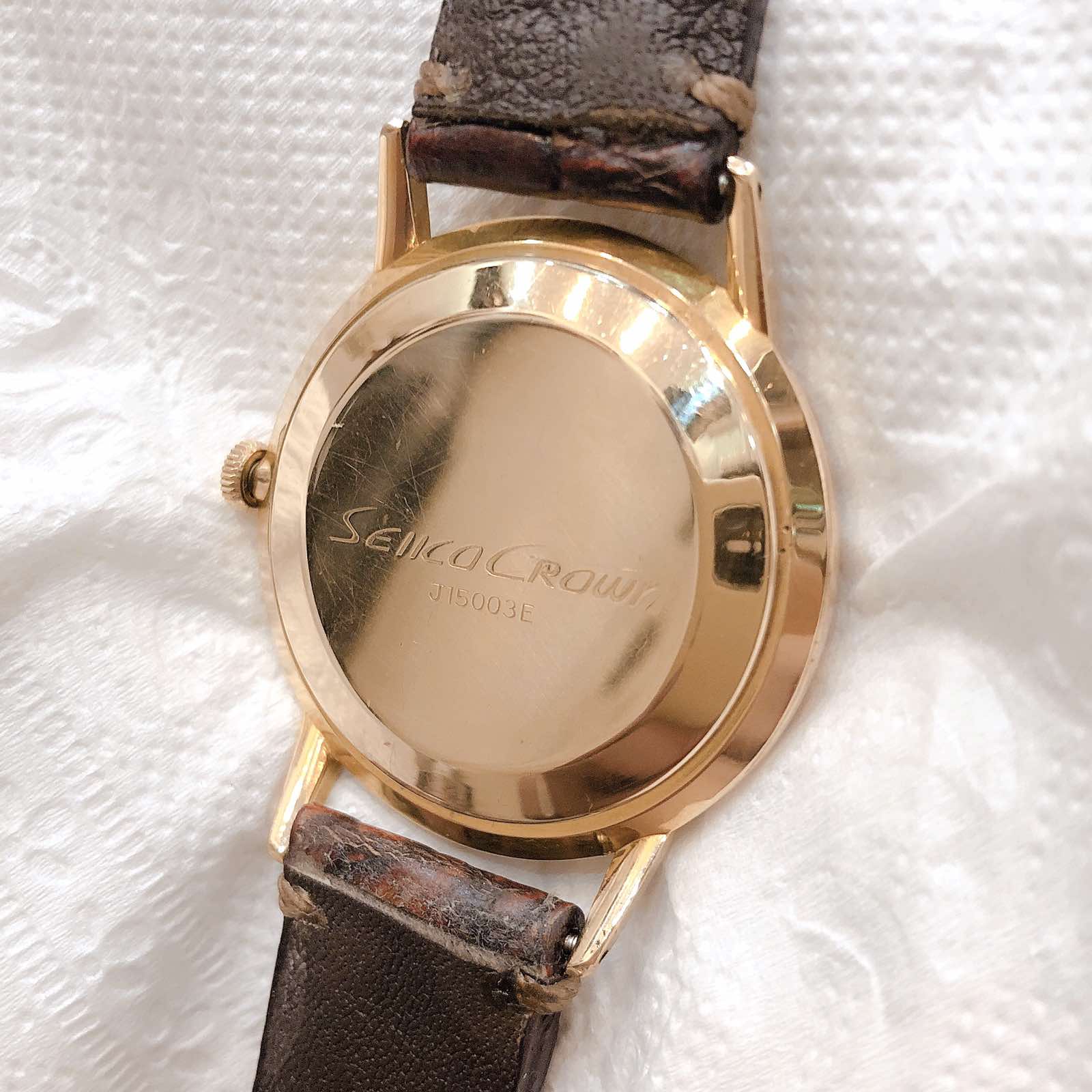 Đồng hồ cổ Seiko Crown kim đĩa lên dây bọc vàng 14k goldfilled nhật bản