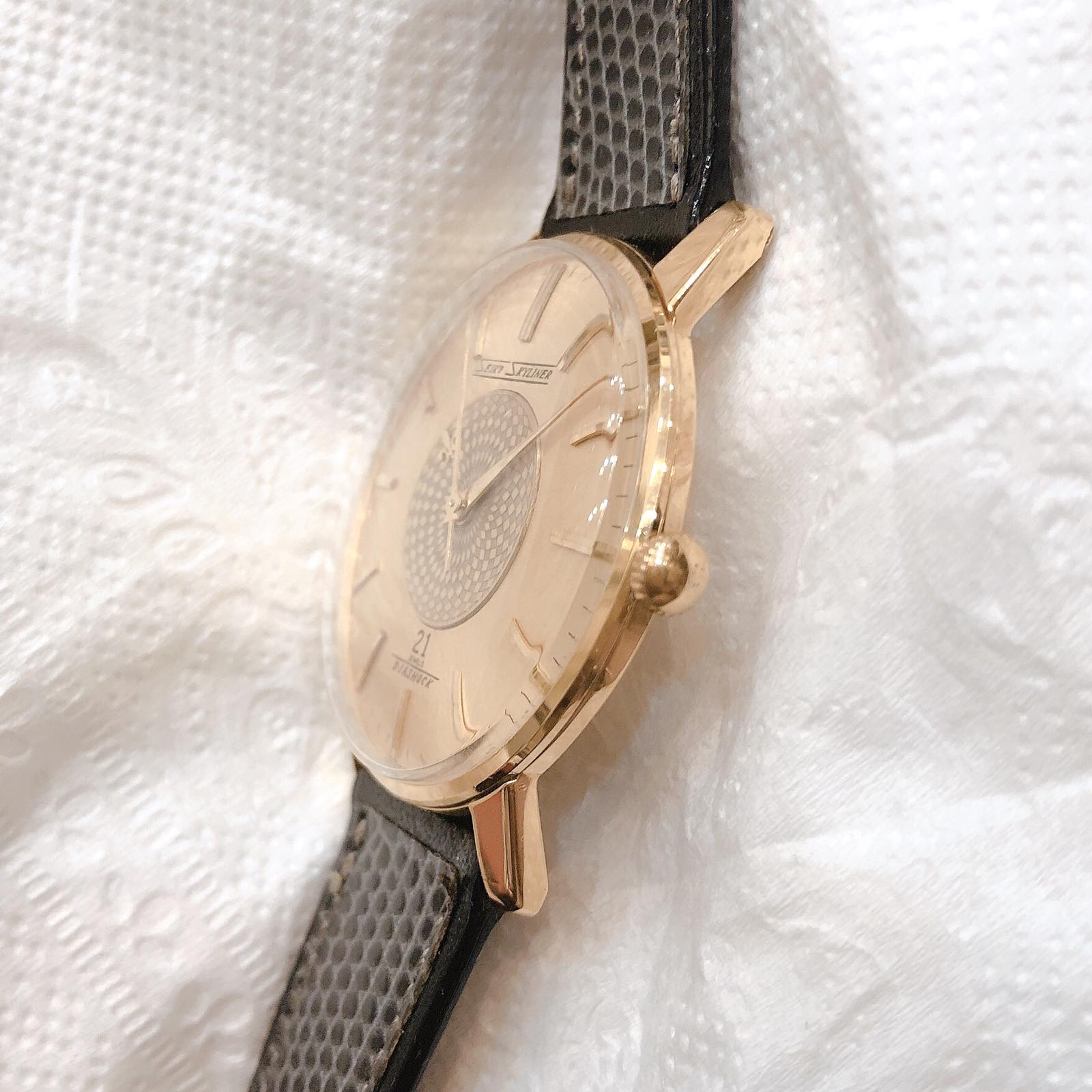 Đồng hồ cổ Seiko Skyline kim đĩa lên dây bọc vàng 14k goldfilled nhật bản