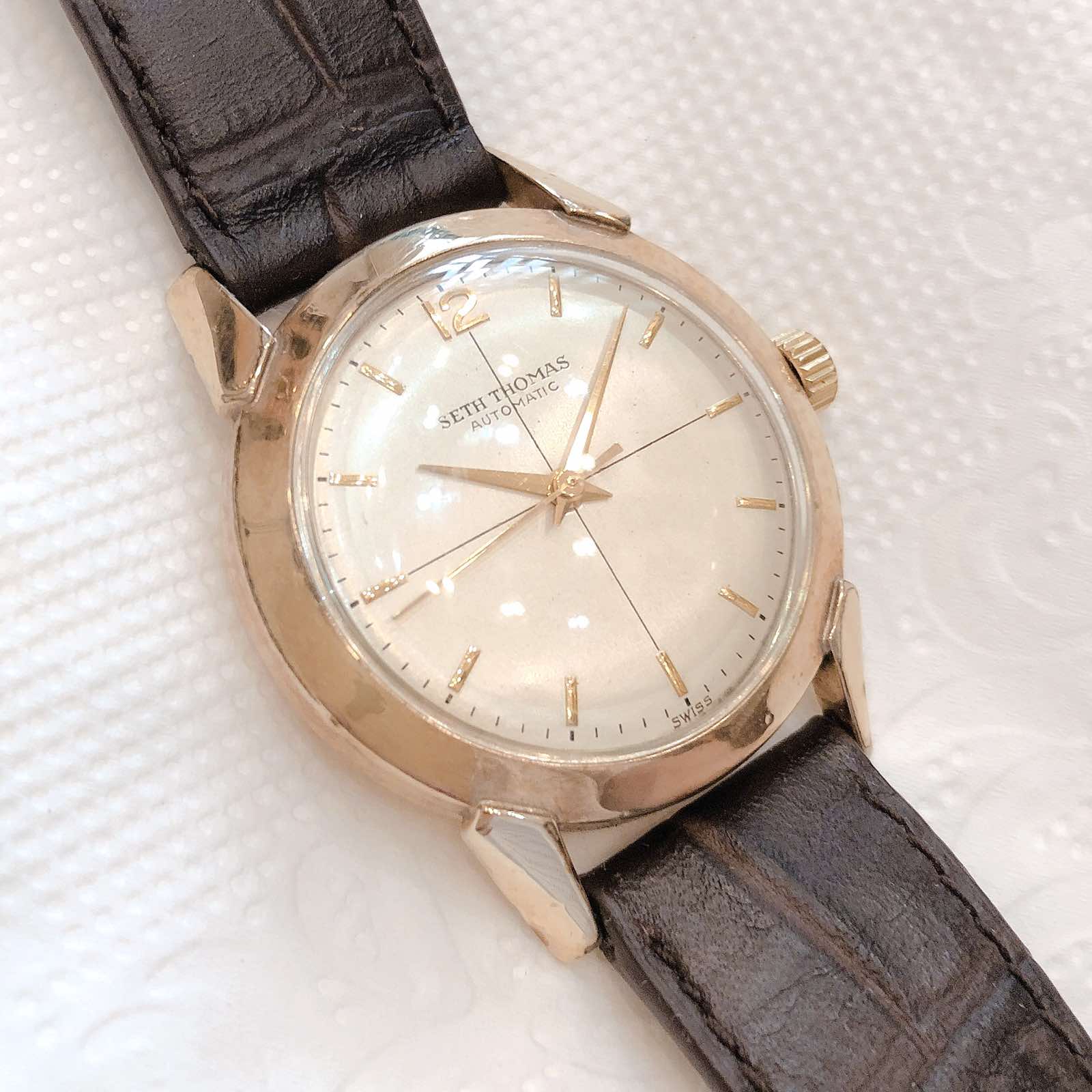 Đồng hồ cổ SETH THOMAS Automatic bọc vàng 10k Gold Filled chính hãng Thụy Sỹ