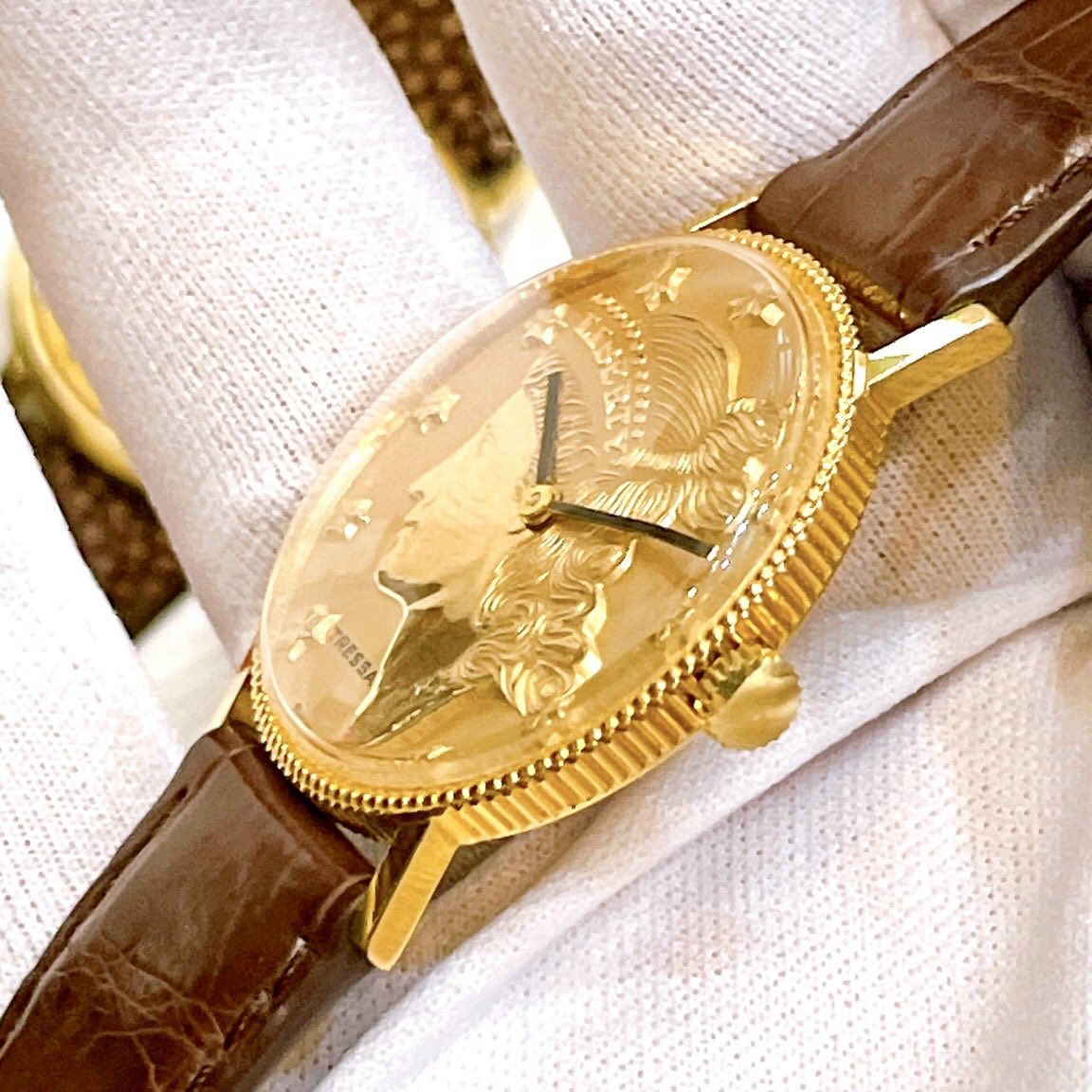 Đồng hồ cổ Tressa lên dây đồng tiền siêu mỏng chính hãng Thụy Sĩ