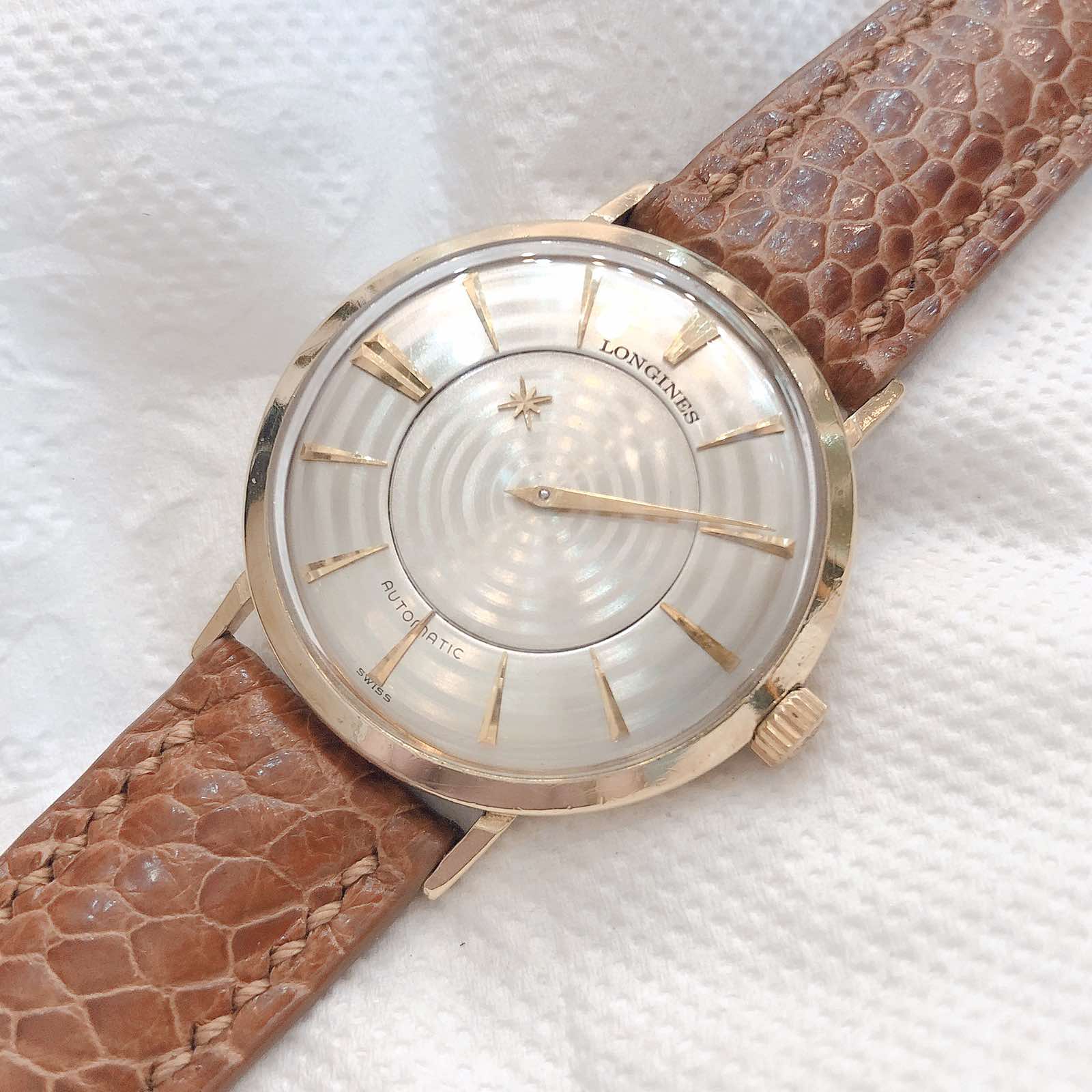 Đồng hồ cổ Longines automatic kim đĩa bọc vàng 10k chính hãng Thuỵ Sĩ 